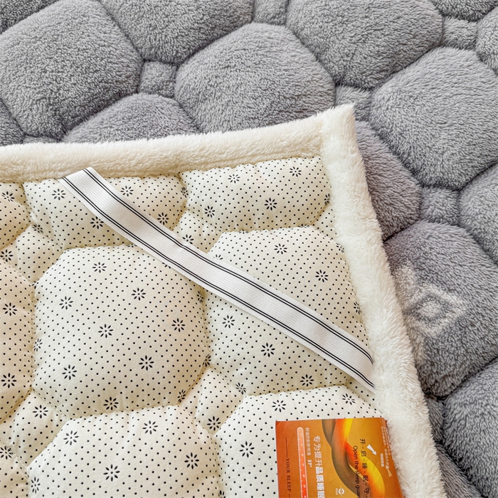 91家纺网 家纺一手货源 找家纺 雯豆家纺 2024新品泰迪绒学生床垫宿舍床褥子加厚上下铺北极绒床护垫 泰迪绒床褥-雪花飘飘-灰