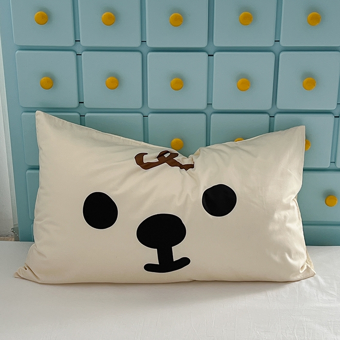 91家纺网 家纺一手货源 找家纺 昔可家纺 2024新款数码印花单品枕套系列-卡通系列 呆萌小狗