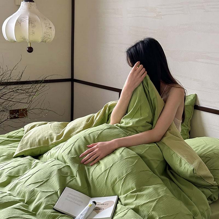 91家纺网 家纺一手货源 找家纺 2024新款全棉提花四件套-V克托瑞 格林绿