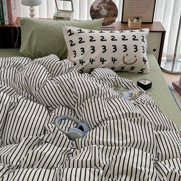 91家纺网 家纺一手货源 找家纺 （总）昔可家纺 2024新款竖条全棉四件套大版枕套系列