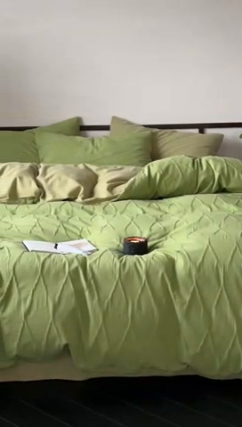 91家纺网 家纺一手货源 找家纺 2024新款全棉提花四件套-V克托瑞 格林绿