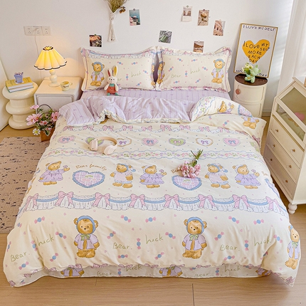 91家纺网 家纺一手货源 找家纺 （总）乐童家纺 2024新款直播热款13070纯棉印花吊边款一字绣四件套（十一）