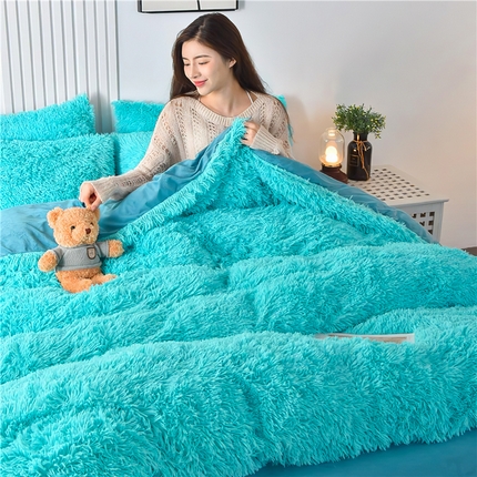 鑫喜莱 2024新款长毛绒四件套 湖蓝