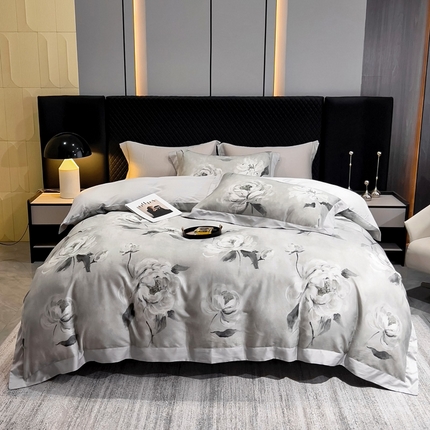 91家纺网 家纺一手货源 找家纺 （总）氧家 2024新款数码印花天丝磨毛艾阳绒四件套