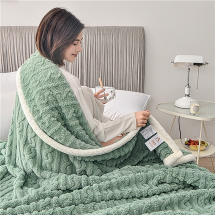 鑫喜莱 2024新款单层塔芙绒毛毯 孔雀绿