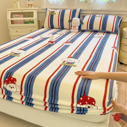 91家纺网 家纺一手货源 找家纺 （总）摩妮卡 2025新款印花小清新牛奶绒印花床笠三件套