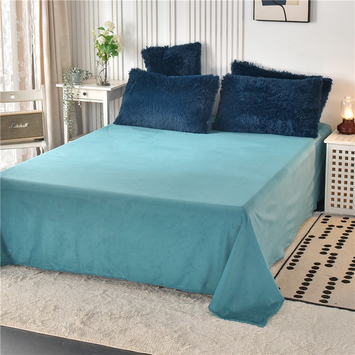 91家纺网 家纺一手货源 找家纺 鑫喜莱 2024新款长毛绒四件套 藏青