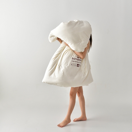 2024新款A类婴儿有机棉无染大豆被加厚夏被春秋被冬被被子被芯 白