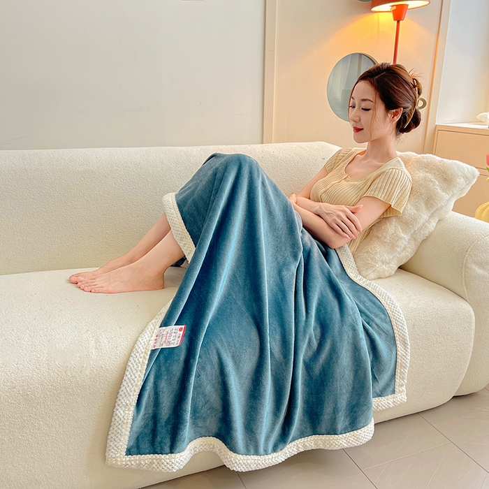 91家纺网 家纺一手货源 找家纺 千荨 2024新款亲肤舒适高克重双面牛奶绒纯色毛毯 牛奶绒-灰蓝