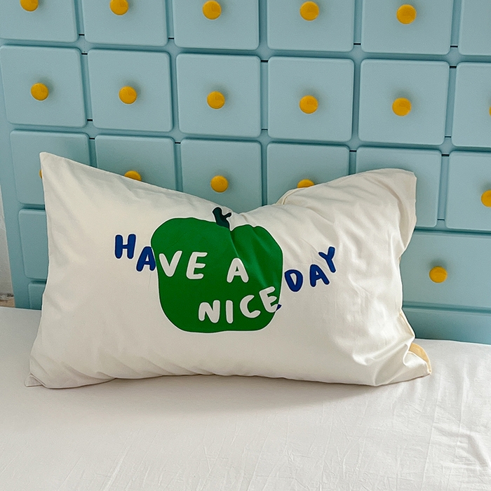 91家纺网 家纺一手货源 找家纺 昔可家纺 2024新款数码印花单品枕套系列-ins风系列 青苹果