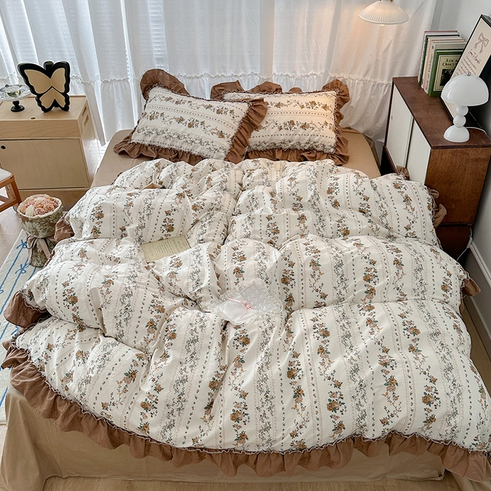 91家纺网 家纺一手货源 找家纺 （总）昔可家纺 2024新款双层纱贴边全棉四件套