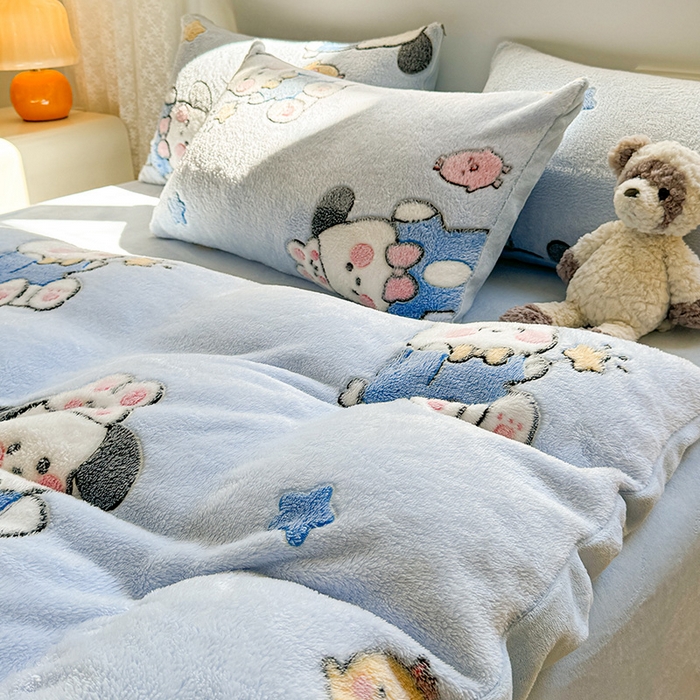 91家纺网 家纺一手货源 找家纺 义博家纺 2025新款雪花绒印花四件套 好伙伴