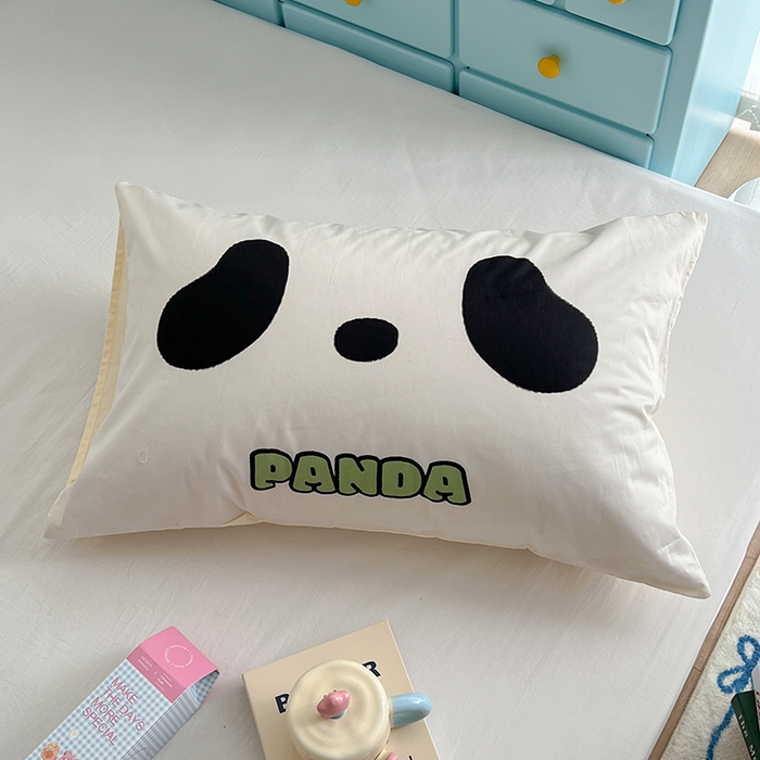 91家纺网 家纺一手货源 找家纺 昔可家纺 2024新款数码印花单品枕套系列-卡通系列 萌萌熊猫