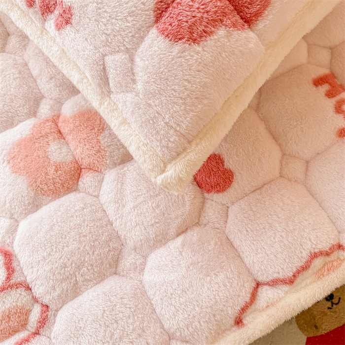 91家纺网 家纺一手货源 找家纺 雯豆家纺 2024新品泰迪绒学生床垫宿舍床褥子加厚上下铺北极绒床护垫 泰迪绒床褥-浪漫兔