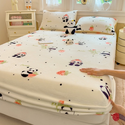 91家纺网 家纺一手货源 找家纺 （总）摩妮卡 2025新款印花小清新牛奶绒印花床笠三件套