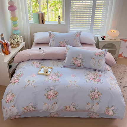 91家纺网 家纺一手货源 找家纺 （总）乐童家纺 2024新款直播热款13070纯棉印花吊边款一字绣四件套（十一）