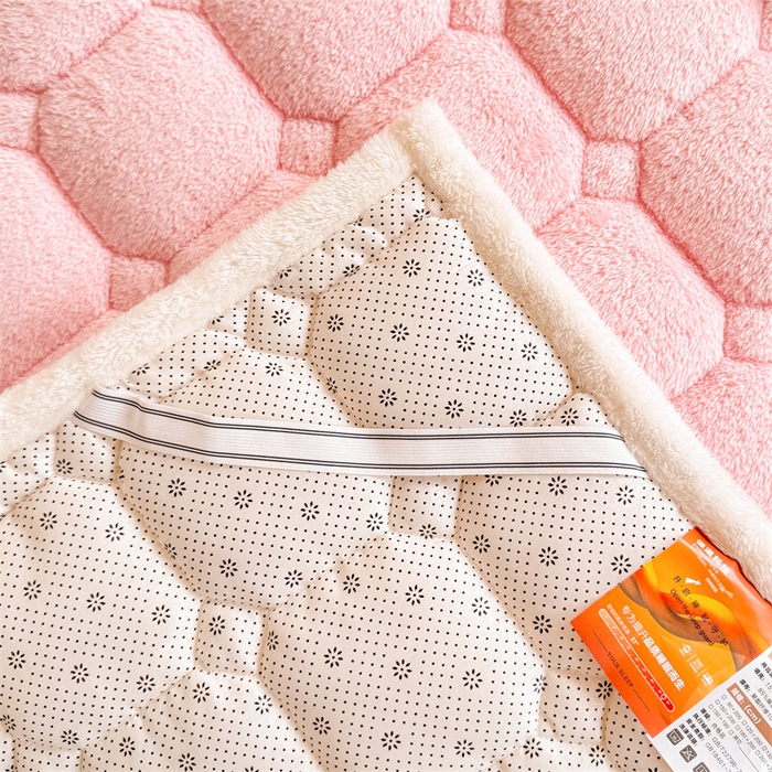 91家纺网 家纺一手货源 找家纺 雯豆家纺 2024新品泰迪绒学生床垫宿舍床褥子加厚上下铺北极绒床护垫 泰迪绒床褥-玉粉