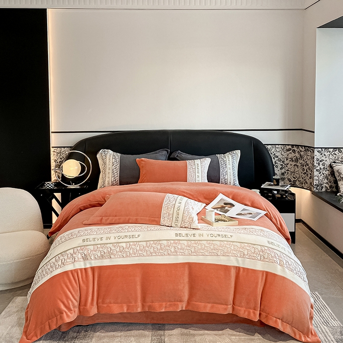 91家纺网 家纺一手货源 找家纺 苹果星家纺 2024新款秋冬高定系列立体刺绣230g全消光牛奶绒-赛琳娜 赛琳娜-艾玛橙