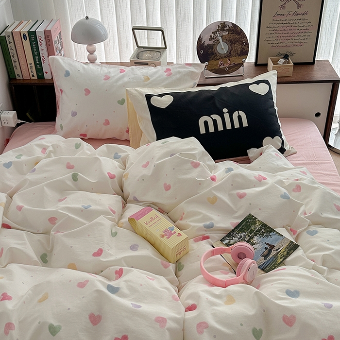 91家纺网 家纺一手货源 找家纺 昔可家纺 2024新款竖条全棉四件套大版枕套系列 油画彩心