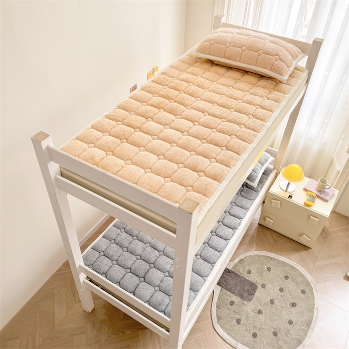 91家纺网 家纺一手货源 找家纺 雯豆家纺 2024新品泰迪绒学生床垫宿舍床褥子加厚上下铺北极绒床护垫 泰迪绒床褥-奶咖