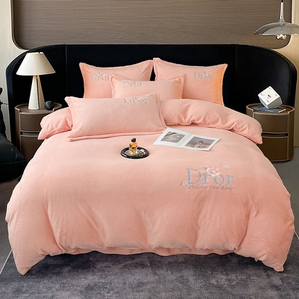 91家纺网 家纺一手货源 找家纺 （总）缦纱 2024新款牛奶绒纯色刺绣四件套