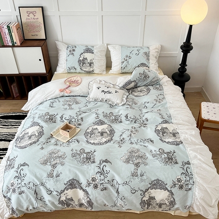 91家纺网 家纺一手货源 找家纺 （总）昔可家纺 2024新款韩版花边工艺款四件套