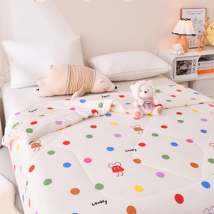 91家纺网 家纺一手货源 找家纺 2024新款A类针织棉亲肤夏被夏凉被空调被 波点诱惑