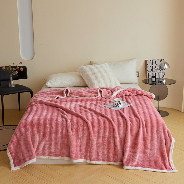 91家纺网 家纺一手货源 找家纺 千荨 2024新款高克重兔绒泡泡系列毛毯 泡泡-豆沙