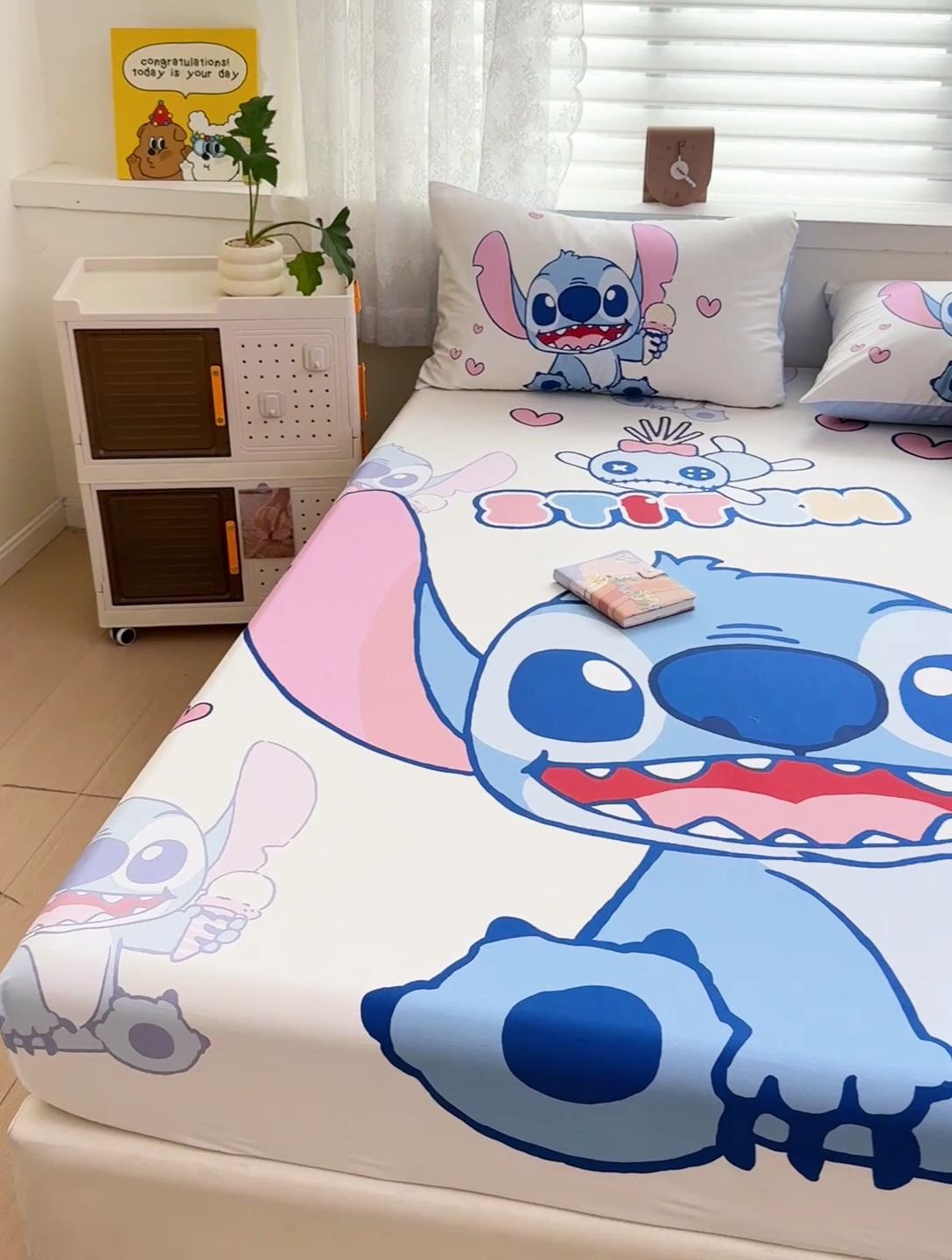 91家纺网 家纺一手货源 找家纺 名兮家居 2024新款全棉大版经典奥特曼-三丽鸥床笠【含防伪标】 史迪小怪