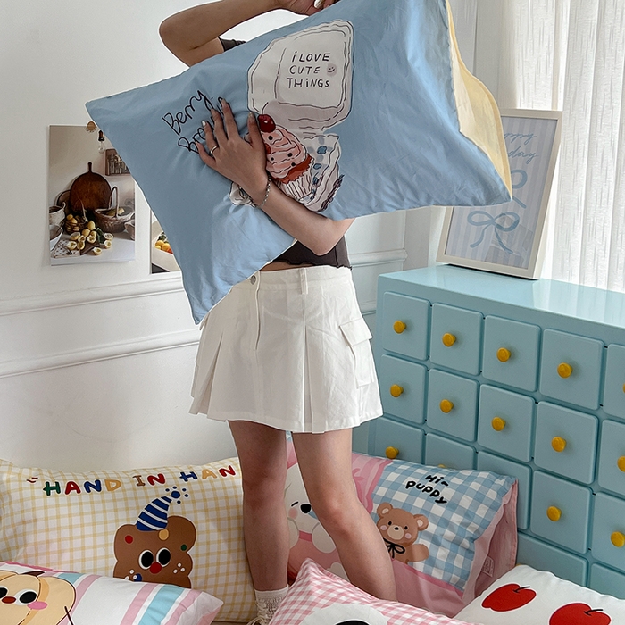 91家纺网 家纺一手货源 找家纺 昔可家纺 2024新款数码印花单品枕套系列-卡通系列 舒芙蕾蛋糕