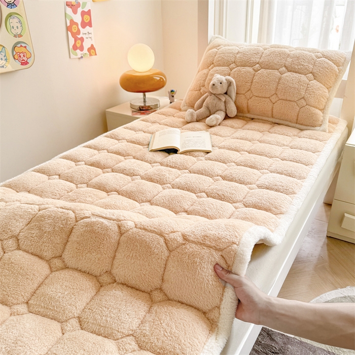 91家纺网 家纺一手货源 找家纺 雯豆家纺 2024新品泰迪绒学生床垫宿舍床褥子加厚上下铺北极绒床护垫 泰迪绒床褥-奶咖
