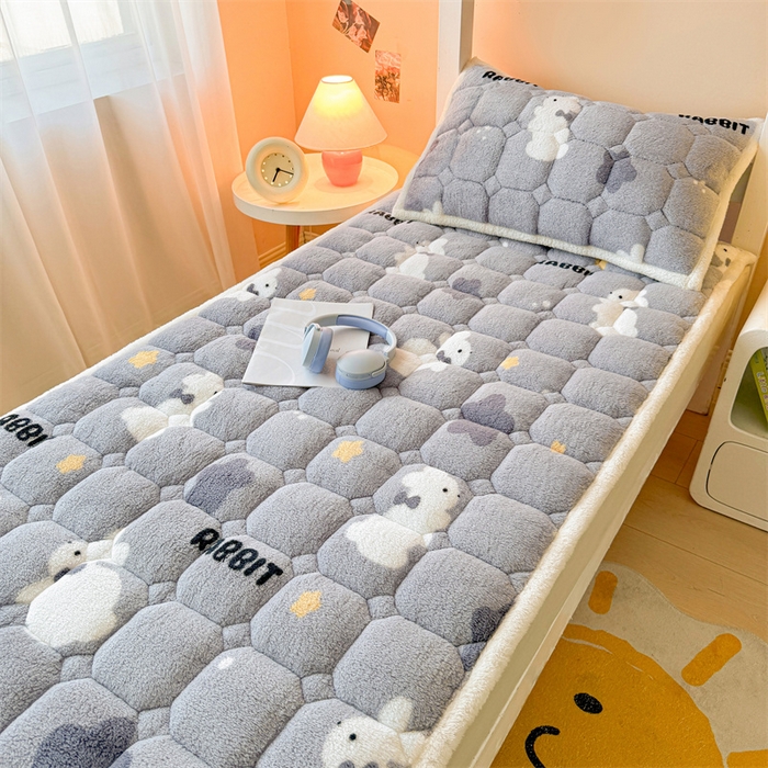 91家纺网 家纺一手货源 找家纺 雯豆家纺 2024新品泰迪绒学生床垫宿舍床褥子加厚上下铺北极绒床护垫 泰迪绒床褥-尤拉