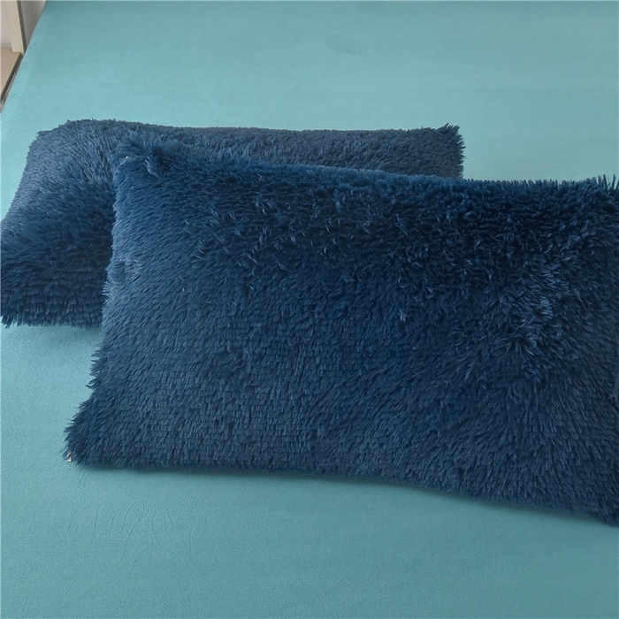 91家纺网 家纺一手货源 找家纺 鑫喜莱 2024新款长毛绒四件套 藏青