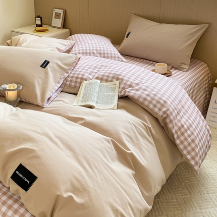 91家纺网 家纺一手货源 找家纺 （总）卧趣家纺 2024秋冬新品全棉磨毛贴标款四件套简约无印风系列风格二