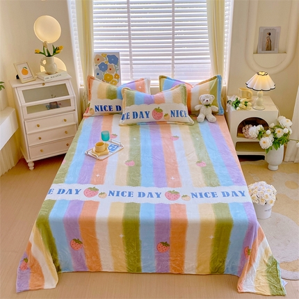 91家纺网 家纺一手货源 找家纺 （总）凯儿家纺 2025新款AA版印花A类牛奶绒单床单+单枕套