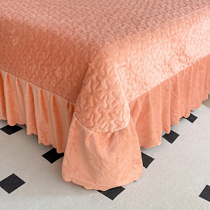 91家纺网 家纺一手货源 找家纺 陌乘坊家纺 2024新款牛奶绒床盖款四件套-香奈 香奈-爱玛橙