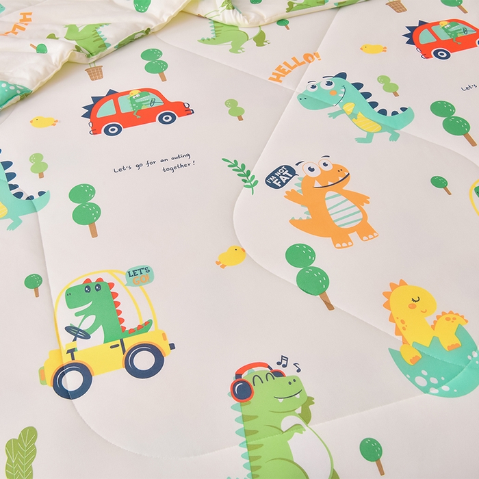 91家纺网 家纺一手货源 找家纺 2024新款A类针织棉亲肤夏被夏凉被空调被 恐龙假日