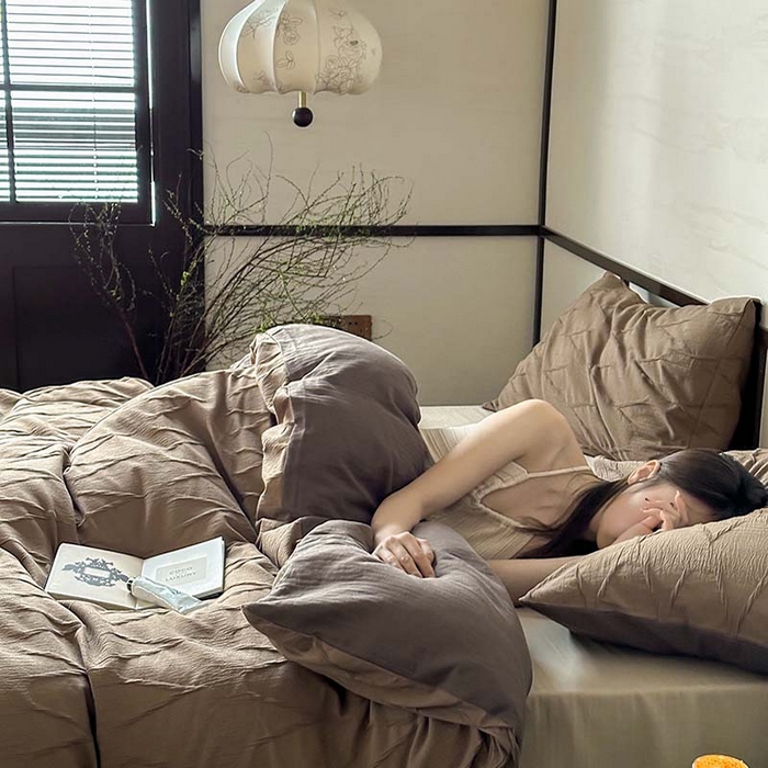 91家纺网 家纺一手货源 找家纺 2024新款全棉提花四件套-V克托瑞 可可棕