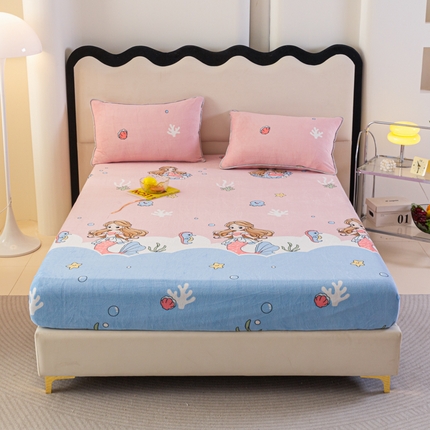 91家纺网 家纺一手货源 找家纺 （总）欧喜璐 2024新款A类加厚牛奶绒印花单床笠