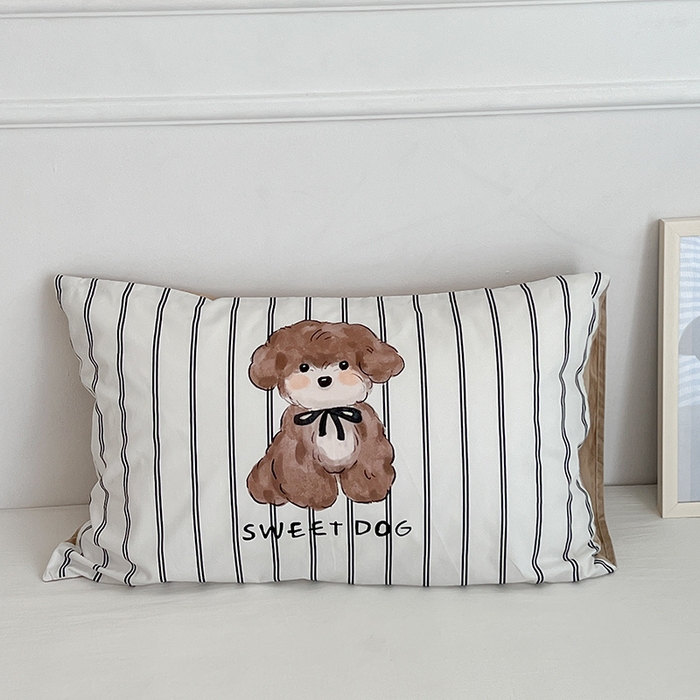 91家纺网 家纺一手货源 找家纺 昔可家纺 2024新款数码印花单品枕套系列-卡通系列 萌萌棕狗