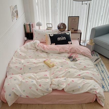 昔可家纺 2024新款竖条全棉四件套大版枕套系列 油画彩心