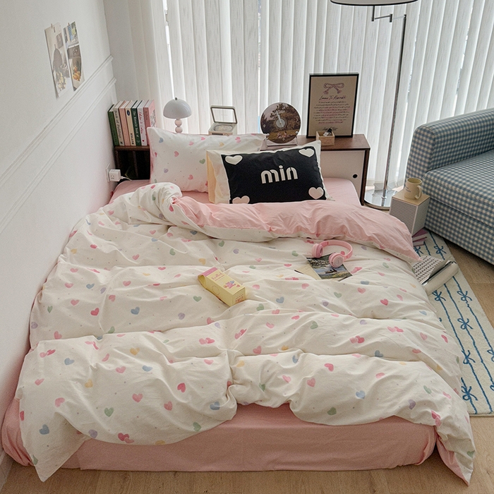 91家纺网 家纺一手货源 找家纺 昔可家纺 2024新款竖条全棉四件套大版枕套系列 油画彩心