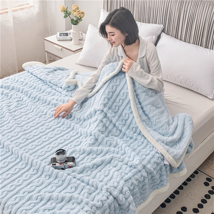 鑫喜莱 2024新款单层塔芙绒毛毯 海天蓝