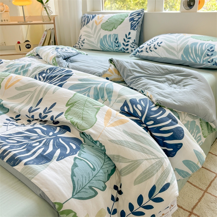 91家纺网 家纺一手货源 找家纺 晓时候 2025新款印花水洗棉冬被新疆棉花被春秋被被子被芯 夏日风情