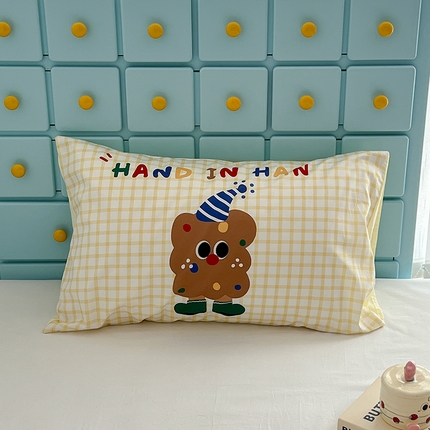 昔可家纺 2024新款数码印花单品枕套系列-卡通系列 黄格饼干