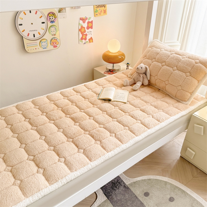 91家纺网 家纺一手货源 找家纺 雯豆家纺 2024新品泰迪绒学生床垫宿舍床褥子加厚上下铺北极绒床护垫 泰迪绒床褥-奶咖