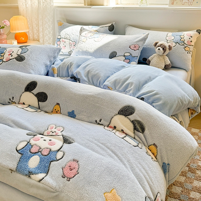 91家纺网 家纺一手货源 找家纺 义博家纺 2025新款雪花绒印花四件套 好伙伴