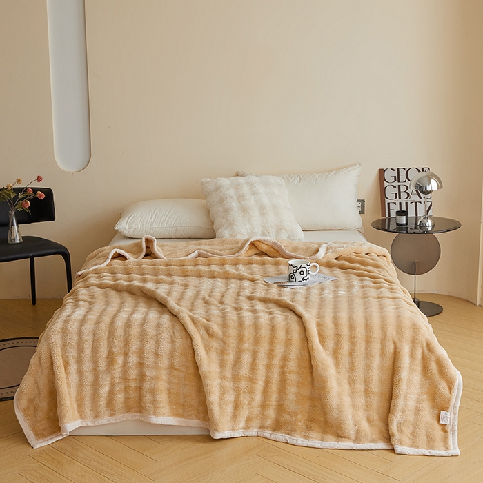 91家纺网 家纺一手货源 找家纺 千荨 2024新款高克重兔绒泡泡系列毛毯 泡泡-卡其