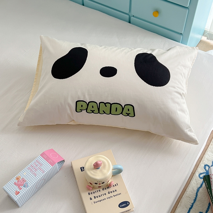 91家纺网 家纺一手货源 找家纺 昔可家纺 2024新款数码印花单品枕套系列-卡通系列 萌萌熊猫