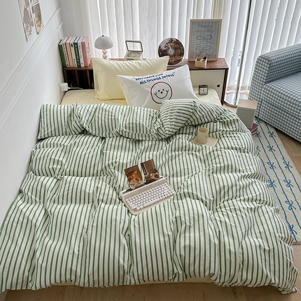 91家纺网 家纺一手货源 找家纺 （总）昔可家纺 2024新款竖条全棉四件套大版枕套系列